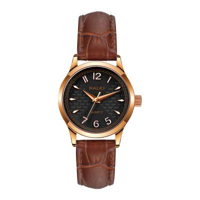 China Luxury Premium Quality Water Resistant HALEI Fashion Watch Ladies Quartz Genuine Leather Watches Women Watch for sale