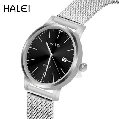 China HALEI Women's Fashion Waterproof Luxury Watch Stainless Steel Calendar Display Mesh Ladies Simple Female Quartz Watches for sale