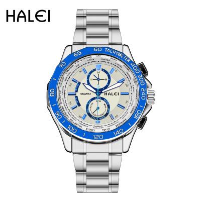 China Original Dropshipping HALEI Brand Waterproof Watch Luxury Men's Watch Fashion Trend Dual Calendar Dual Display Men's Quartz Watches for sale