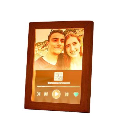 China Simple Craft Gift Novelty Custom Photo Frame With LED Night Lamp Desk Light Decoration With Customized Photo Picture Frame for sale