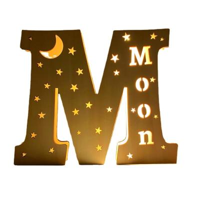 China Nature China Made Nature Europe USB Night Light Stars Moon Wooden Letter Night Light for sale