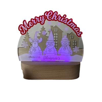 China 2022 New Christmas Decoration 3D Night Light Cartoon Printing Santa Claus Acrylic Decoration For Christmas for sale