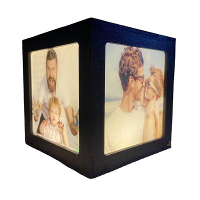 China 2022 Decorative Promotion Gifts Customizable Gift For Family Keepsake Picture Frame Creative Box Adapt 5 Picture Cube Photo Frame LED Night Light for sale