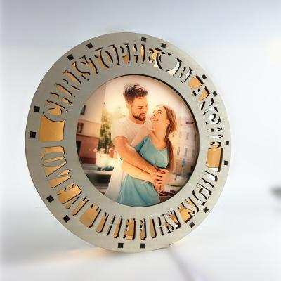 China Custom Room Decoration Novelty Keepsake Gift Wooden Photo Frame Night Light Home Decoration LED Picture Lamp for Wedding Gift Lamp for Birthday for sale