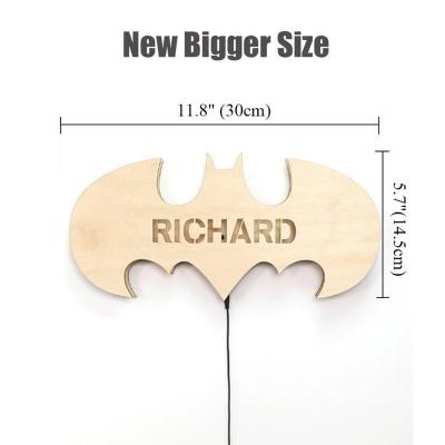 China Contemporary Factory price wooden home decoration bat-shaped LED night light for kids personalized night lamp for sale