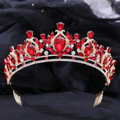 China Luxury European BRIGHT Bridal Crown Bridal Crystal Baroque Wedding Dress Tiara Rhinestone Hair Ornament DA313 Crown Tiara With Comb for sale