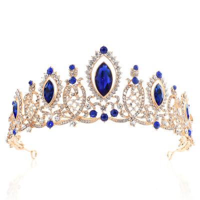 China DA065 New Style European BRIGHT Wedding Headdress Bride's Crown New Big Horse Eye Shape European Rhinestone Crystal Alloy for sale