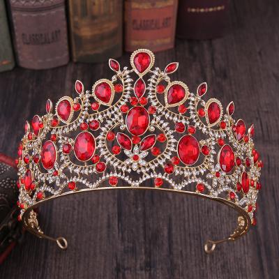 China DA190 Baroque BRIGHT Peach Color Luxury Rhinestone Wedding Bridal Crowns And Tiara For Women And Girls for sale