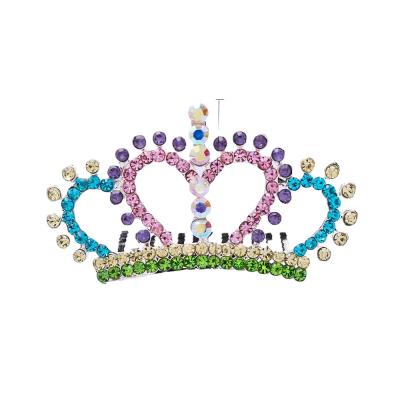 China DA013-C Sweet and cute SMART girl's jewelry princess tiara headband children's birthday party hair comb crown Korean hairpin for sale