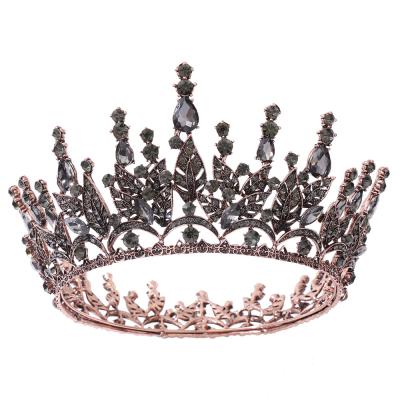 China DA250-H Halloween round crown tiara wedding hair European SMART baroque bride bride accessories for queen for sale