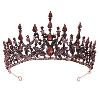 China European and American baroque style DA223-H BRIGHT Halloween European baroque crowns rhinestone wedding props tiara pageant bride crown for sale