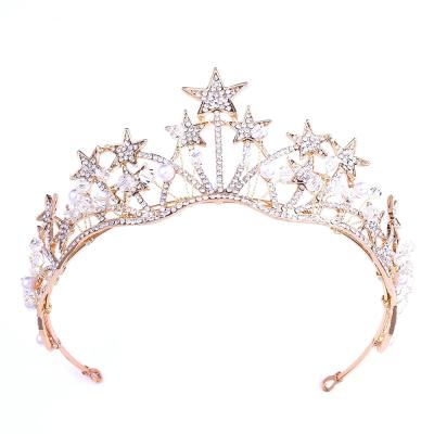 China Crystal Beads Stars BRIGHT Handmade Crystal Wedding Bridal Star Tiara Birthday Tiara Birthday Tiara Crown Christmas DA147 for sale