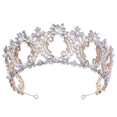 China DA292 European BRIGHT European wedding bridal hair accessories beads tiara and crown pageant bride wedding crown for sale