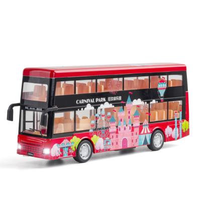 China Toy Simulation Diecast 1/50 Diecast Bus Alloy Tourist Double Decker Bus Metal Children's Toy Model Deluxe Model Toy for sale