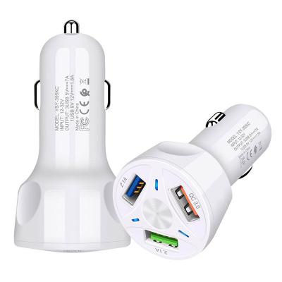 China Free Shipping Quick Charger Plug Car Mobile Phone Accessories USB Adapter Three USB Ports Car Charger QC3.0 Dual 12v/24v 3.1a for sale