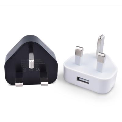 China Mobile Phone 3 Pin 1 Power 5W Port Adapter UK Plug Single Fast Charging USB Travel Wall Charger, Black For Mobile Phone for sale