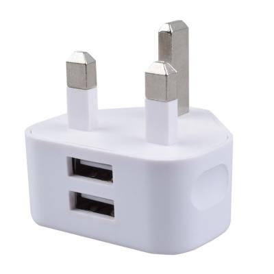 China Charger Adapter Wall Travel Use 3 Pin Manual Phone UK Plug 10W 2 USB Ports Power Adapter Wall Charger For Smart Phone for sale