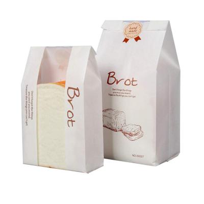 China Recycled Materials Manufacturer Custom Printed Toast Paper Bread Packaging Paper Bags With Window for sale