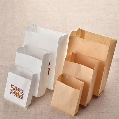 China Recycled Materials Custom Printed Logo Grease Oil Proof Burgers Bread Burger Donuts Caterer Packaging Fried Food Kraft Paper Bags Greaseproof for sale