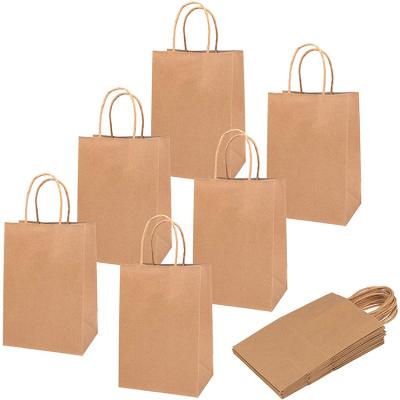 China Recycled Materials Wholesale Customized Printing ECO Take Away Craft Shopping Recycled Brown Paper Bag With Twisted Handle for sale