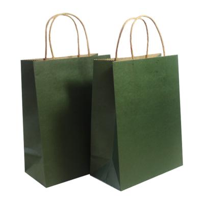 China Recyclable Luxury Green Custom Logo Printing Bag Recycled Materials Kraft Paper Small Size Paper Bag With Logo Printing Rope Handles For Shoes Packaging for sale