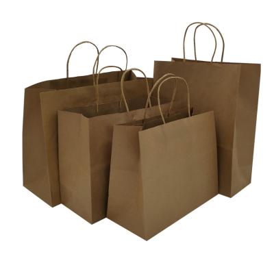 China Recycled Materials 100% Recyclable Eco-Friendly Paper Craft Bags Custom Printed Logo Durable Brown Kraft Bag With Twisted Handle for sale