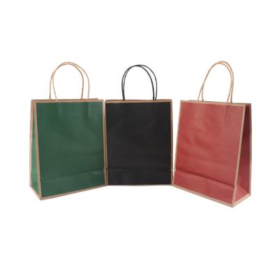 China Recycled Materials China Supplier Custom Logo Colorful Waterproof Kraft Paper Bags With Handle for sale