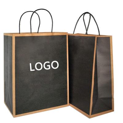 China Wholesale Printed Recycled Packaging Paper Manufacturers Custom Gift Bags Hot Selling Brand Materials Logo Luxury Black Shopping Paper Pouch for sale