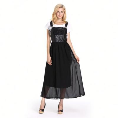 China Black Chiffon Anti-Static Casual Dress Jumper Lady Long Maxi Dress for sale