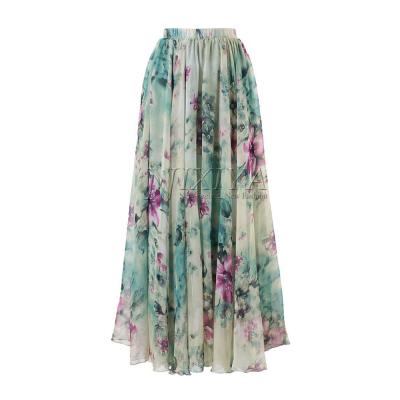 China New Hot Selling Summer Plus Size Skirt Floral Print Shrink Women's Long Skirts for sale