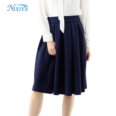 China Anti-Static Women Back Zipper Midi Pleated Simple Dyed Chiffon Women's Skirts for sale