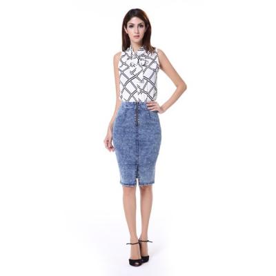 China New Fashion Plus Size Women's Slim Fit Pencil Skirt Denim Button Up Long Tight Skirt Medium Dress for sale