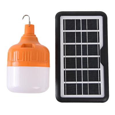 China Residential Dimmable 80W Lightning Led Solar Powered Camp Power Home Charging Light Bulb With USB Charger for sale