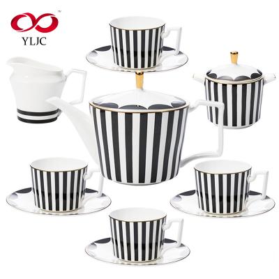 China CLASSIC Delicate Bone China 17pcs/set Coffee Cup Set Vintage British Tea Cup Tea Set for sale