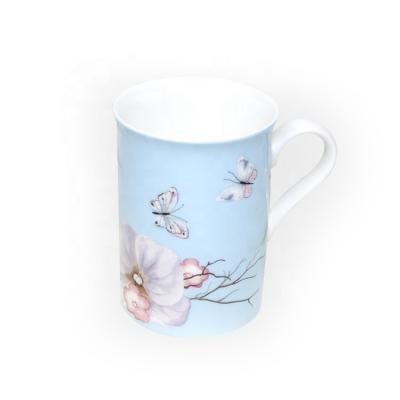 China Viable high quality fine ceramic porcelain bone china bule decal milk decal wholesale yljc mug for sale