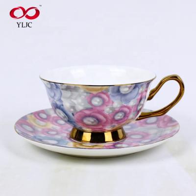 China Sustainable Hot Selling Ethiopian Bone china tea cups and saucers coffee cup set for sale