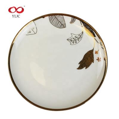 China Viable White Dish Bone China Gold Rim China Factory Ceramic Wedding Dinner Dish for sale