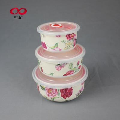 China Sustainable New Products YLJC Ceramic Cool Bowl Three Piece Food Container Set for sale