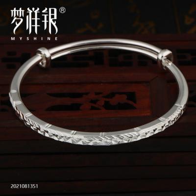 China Myshine CLASSIC 990 Sterling Silver Square Cuff Bangle Bracelet for sale