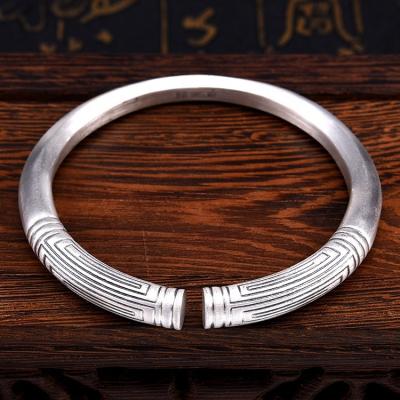 China CLASSIC Sterling Silver Cuff Bracelet Engraved 990 by Myshine Solids for sale