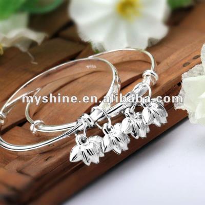 China Cute Children's and Children's Charm Sterling Silver Bracelets with Leaf Charms for sale