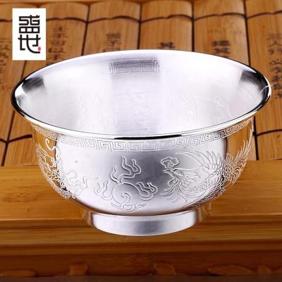 China Myshine Sustainable Tableware 990 Fine Silver Enamel Flower Pattern Bowl for sale