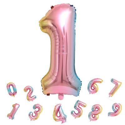 China 32 Inch Numbers Birthday Decoration YH Rainbow Numbers Globos Birthday Party Decoration Foil Balloons for sale