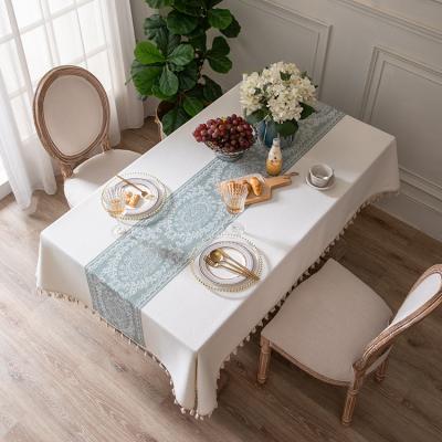 China Retro Country Style Tablecloth Fashion Modern Living Room Waterproof Tassels Polyester Decorative Tablecloth for sale