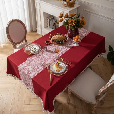 China Customizable Christmas Jacquard Table Cloth Party Tablecloth Rectangular Jacquard Table Cloth Customizable Lace for sale