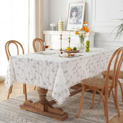 China Waterproof Flower Jacquard Tablecloth Macrame Peep Dust Proof Table Cover for Kitchen Dining Bar Table Decoration for sale