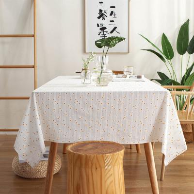 China Daisy Flower Cotton Linen Tablecloth Macrame Peep Dust Proof Waterproof Table Cover for Kitchen Dining Bar Table Decoration for sale