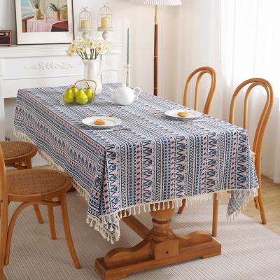 China Polyester Cotton Cartoon Tablecloth Waterproof Bohemian Picnic Table And Bench Fitted Tablecloth Cover for sale