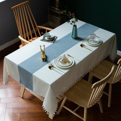 China New Modern Waterproof Cotton Linen Tablecloth Linen Restaurant Dining Rectangular Table Cloth for sale