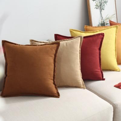 China Wholesale Folded Latest Custom Solid Color Comfortable Velvet Lumbar Square Shape Decorative Cushion Cover For Sofa for sale